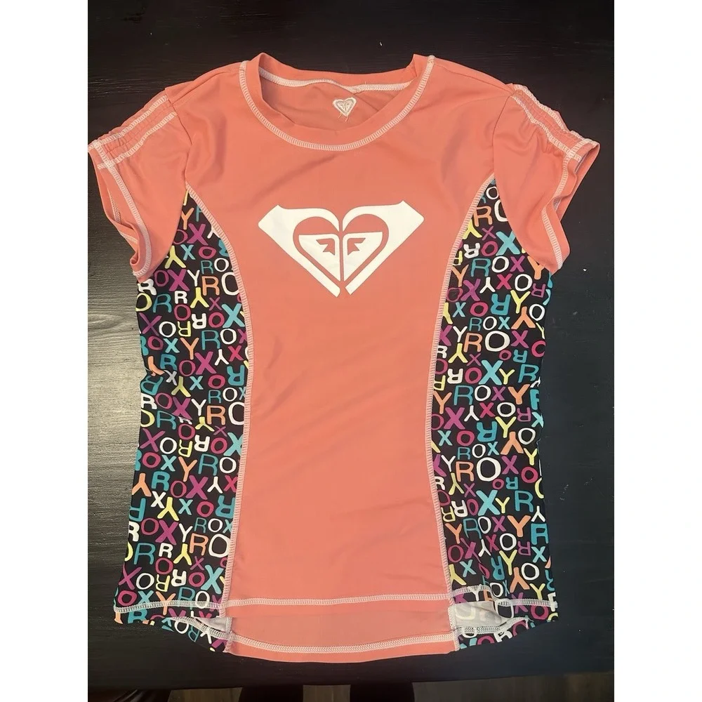 Vtg Y2K Roxy Logo Pink Rashguard Size Small - Picture 1 of 4